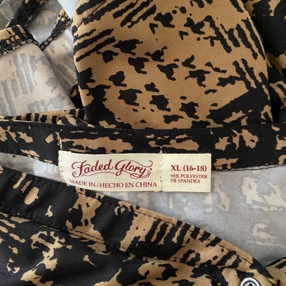 Faded Glory Black and Tan Button Down 3/4 Sleeve Top Women's Size XL - Picture 7 of 7